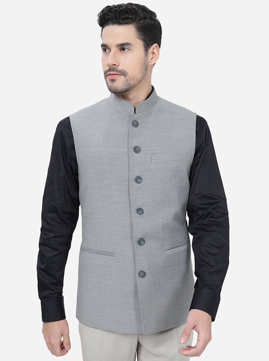 Buy Grey Solid Regular Fit Modi Jacket | JadeBlue