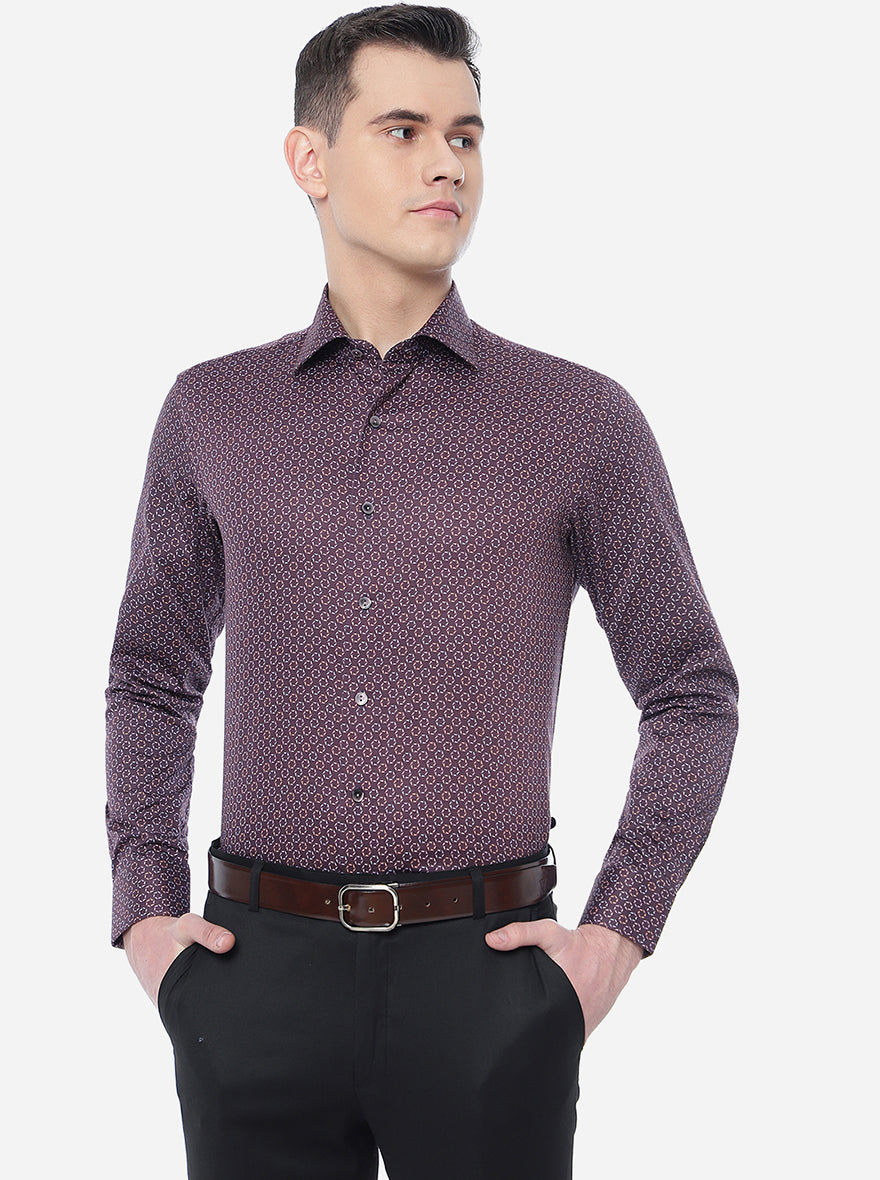 Purple Printed Slim Fit Party Wear Shirt | Wyre
