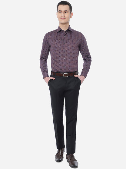 Purple Printed Slim Fit Party Wear Shirt | Wyre