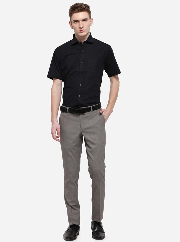 Black Solid Regular Fit Formal Shirt | JadeBlue