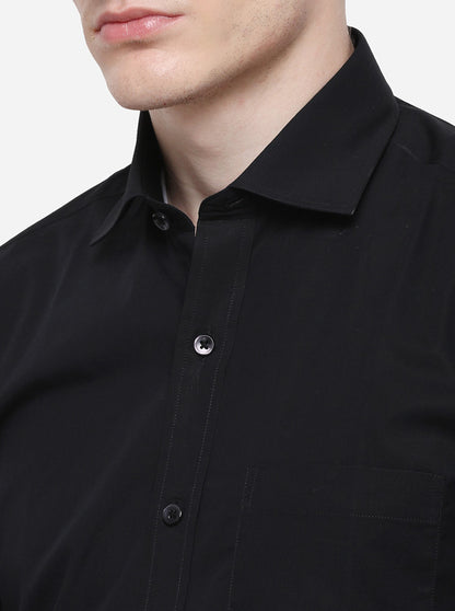 Black Solid Regular Fit Formal Shirt | JadeBlue