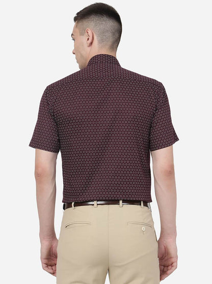Maroon Printed Regular Fit Formal Shirt | Greenfibre