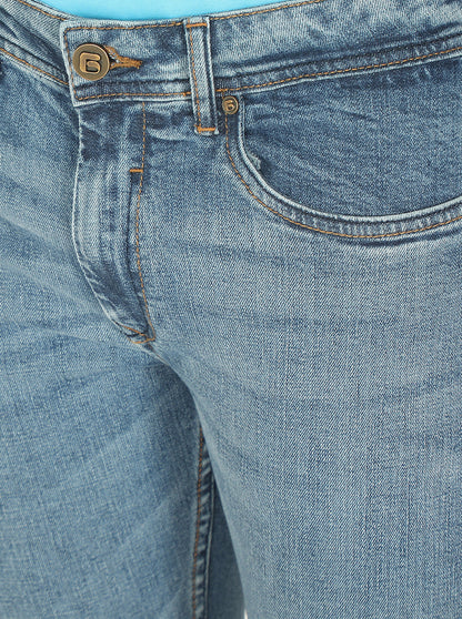 Light Blue Washed Straight Fit Jeans | Greenfibre