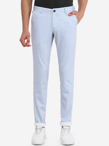 Light Blue Solid Venice Fit Casual Trouser | JadeBlue