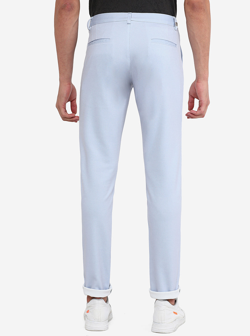 Light Blue Solid Venice Fit Casual Trouser | JadeBlue