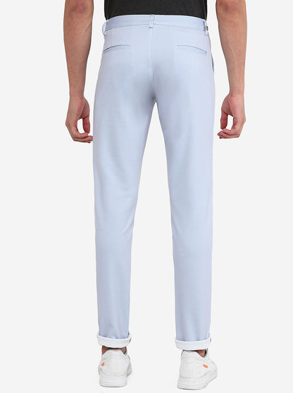 Light Blue Solid Venice Fit Casual Trouser | JadeBlue