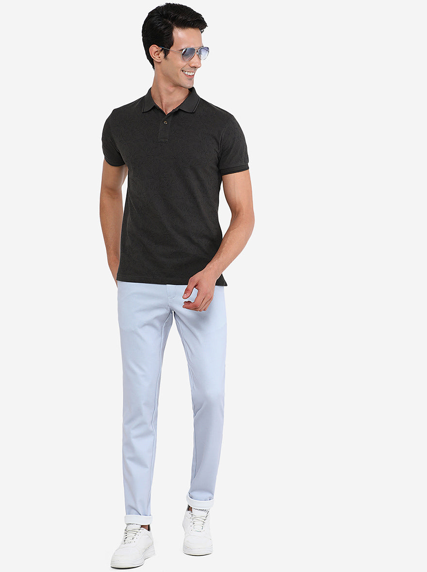 Light Blue Solid Venice Fit Casual Trouser | JadeBlue