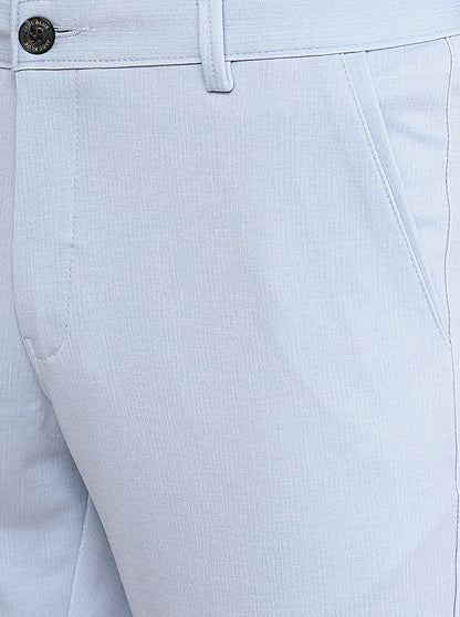 Light Blue Solid Venice Fit Casual Trouser | JadeBlue