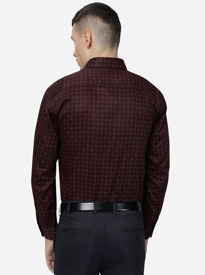 Maroon Printed Regular Fit Formal Shirt | JadeBlue